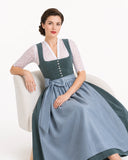 Women's Two Tone Dirndl Dress Button Down with Apron
