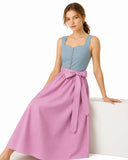 Women's Dirndl Dress Square Neck Button Down with Textured Apron