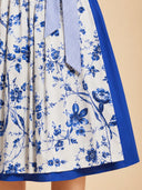 Women’s Oktoberfest Royal Blue Midi Dirndl Dress with Floral Apron