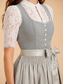 Women’s Oktoberfest Grey Midi Dirndl Dress with Satin Apron
