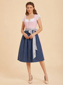 Damen Zweifarbiges Dirndl mit gepunkteter Schürze