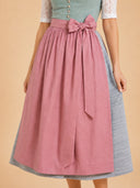Damen Dirndl Kleid mit quadratischem Ausschnitt, Knopfleiste und strukturierter Schürze