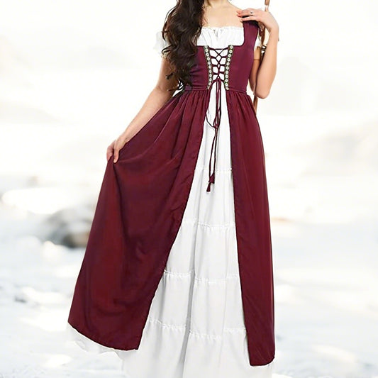 Irish Medieval Retro Royal Court Princess Style Short Sleeve Dress