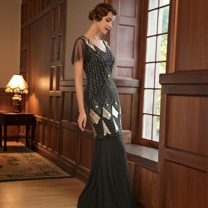 Black Flapper Dress Evening Gown