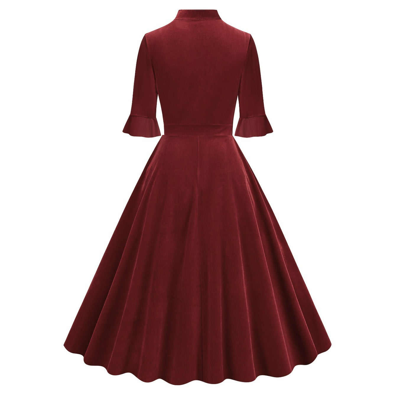 Xmas Vintage Velvet Tie-Neck Fit & Flare Dress