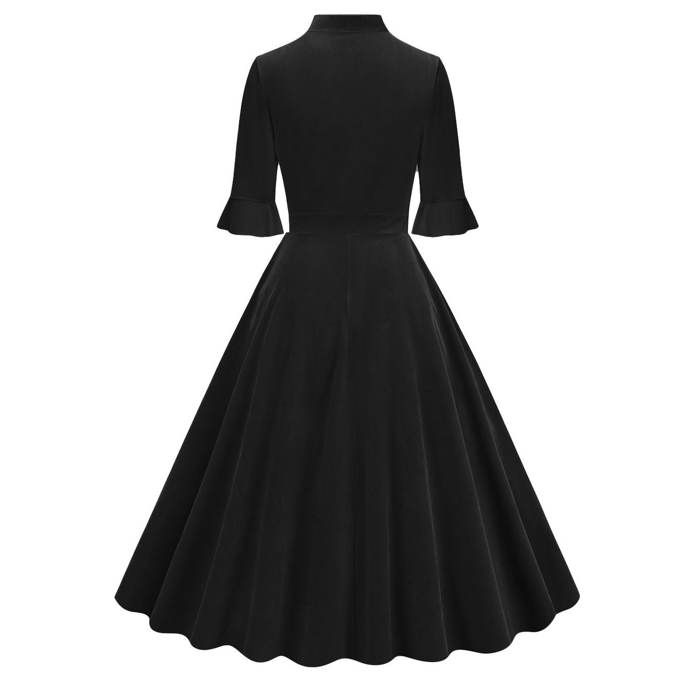 Xmas Vintage Velvet Tie-Neck Fit & Flare Dress