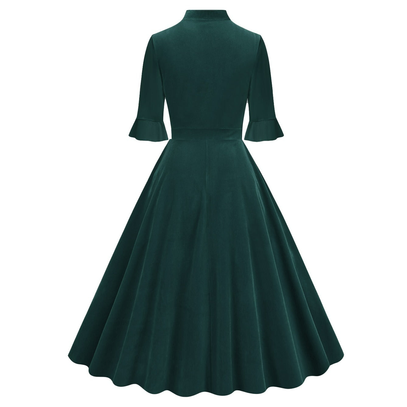 Xmas Vintage Velvet Tie-Neck Fit & Flare Dress