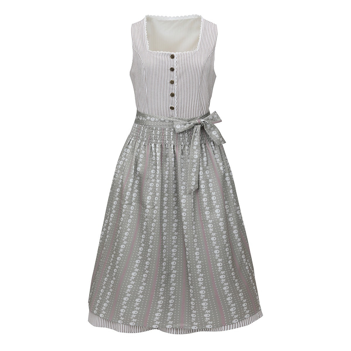 Oktoberfest Beige Retro Dirndl Dress with Apron