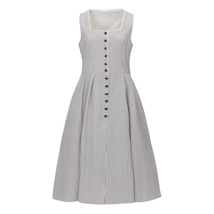 Oktoberfest Beige Retro Dirndl Dress with Apron