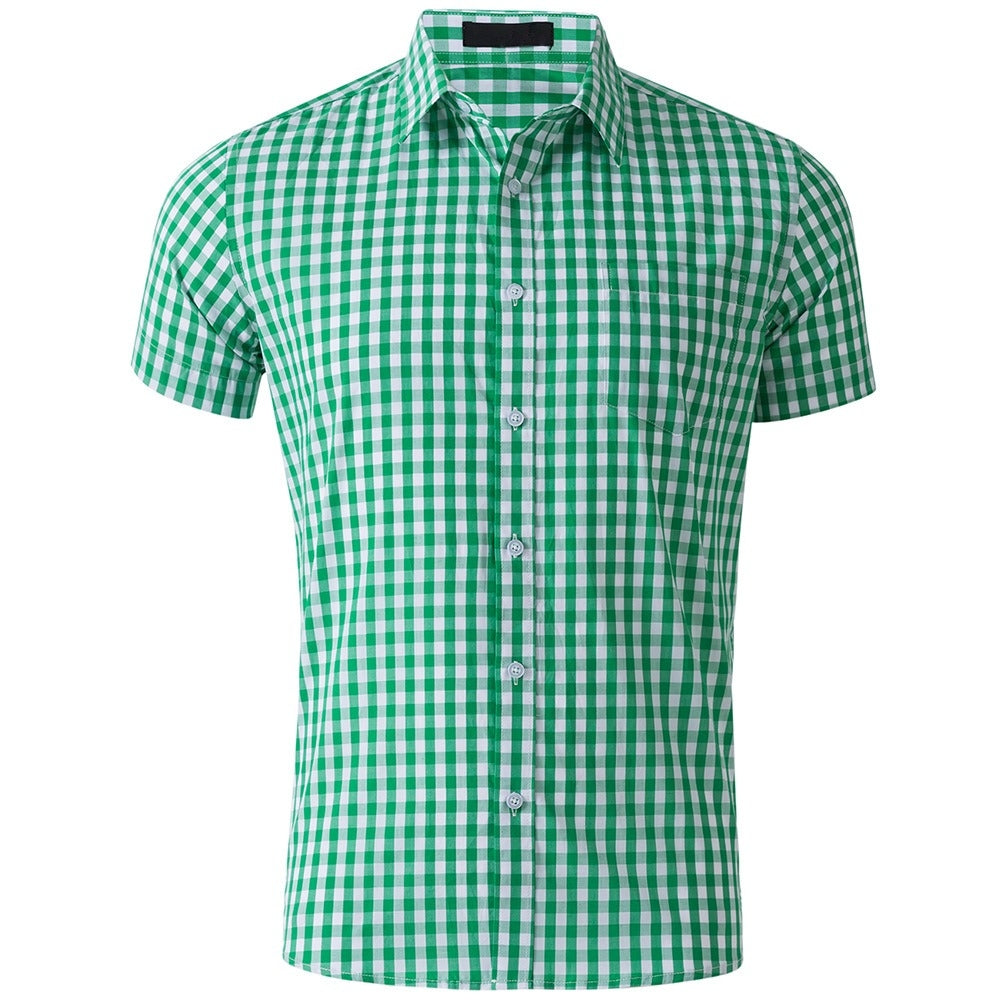 Men's Oktoberfest Bavarian Plaid Short Sleeve Shirt