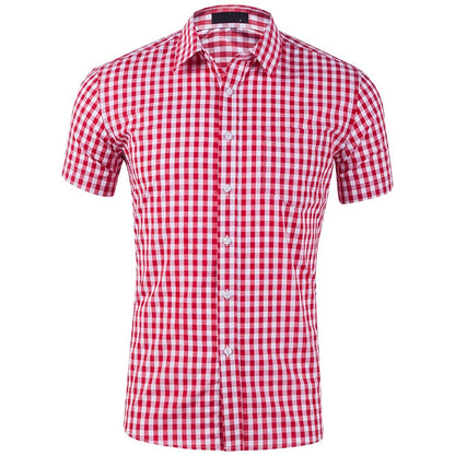 Men's Oktoberfest Bavarian Plaid Short Sleeve Shirt