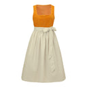 Oktoberfest Orange Vintage Dirndl Dress with Beige Apron - Retrorobe