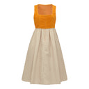 Oktoberfest Orange Vintage Dirndl Dress with Beige Apron - Retrorobe