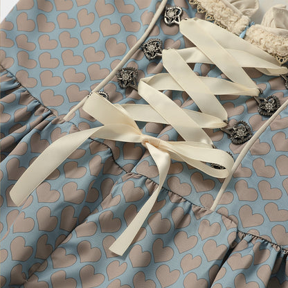 Oktoberfest Apricot Elegant Dirndl Dress with Blouse & Apron
