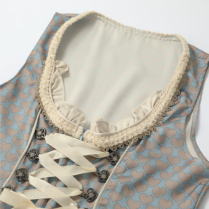 Oktoberfest Apricot Elegant Dirndl Dress with Blouse & Apron