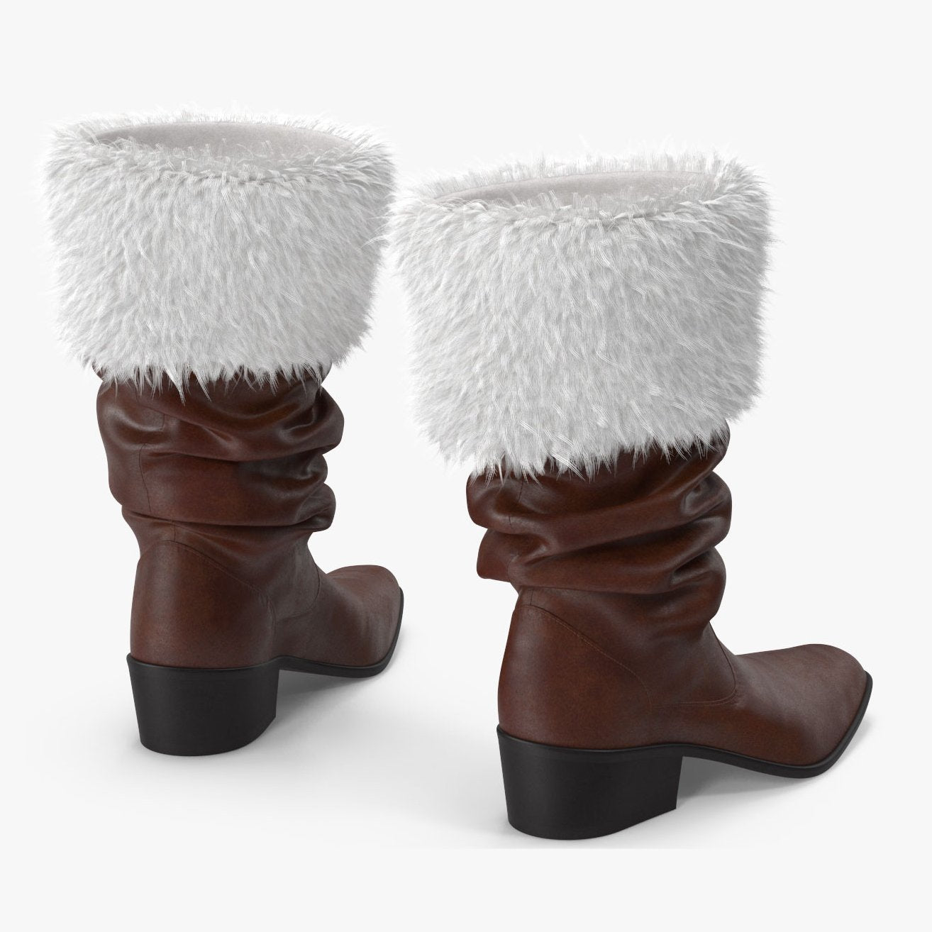 Brown Santa Claus Boots with Faux Fur Trim