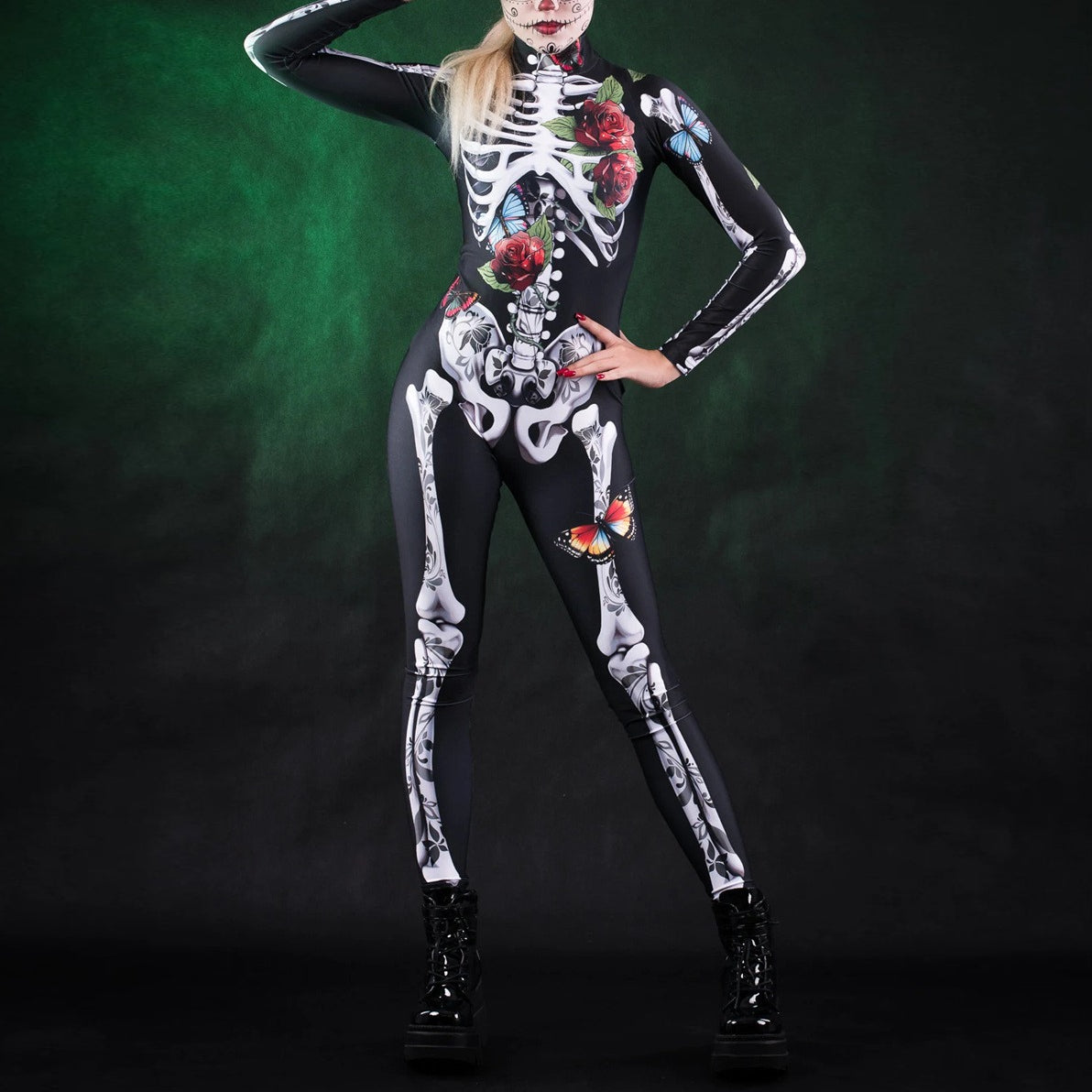 Skull Skeleton Sugar Skull Full Body Catsuit