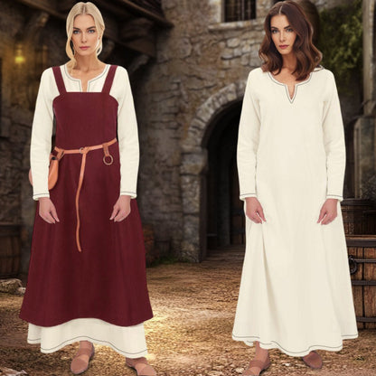 Medieval Viking Apron Overdress Tunic Set Dress