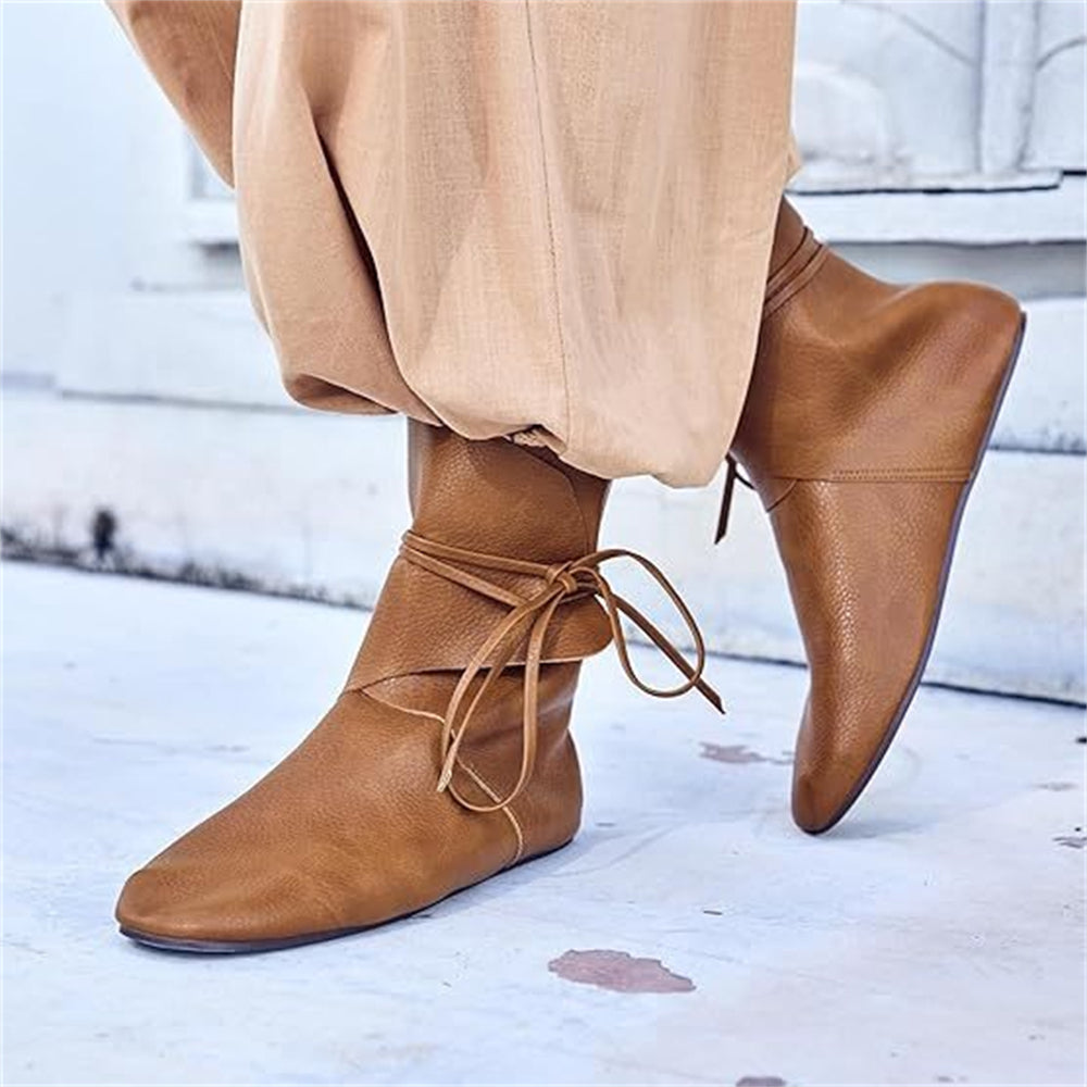 Medieval Ankle Boots with Side Lacing