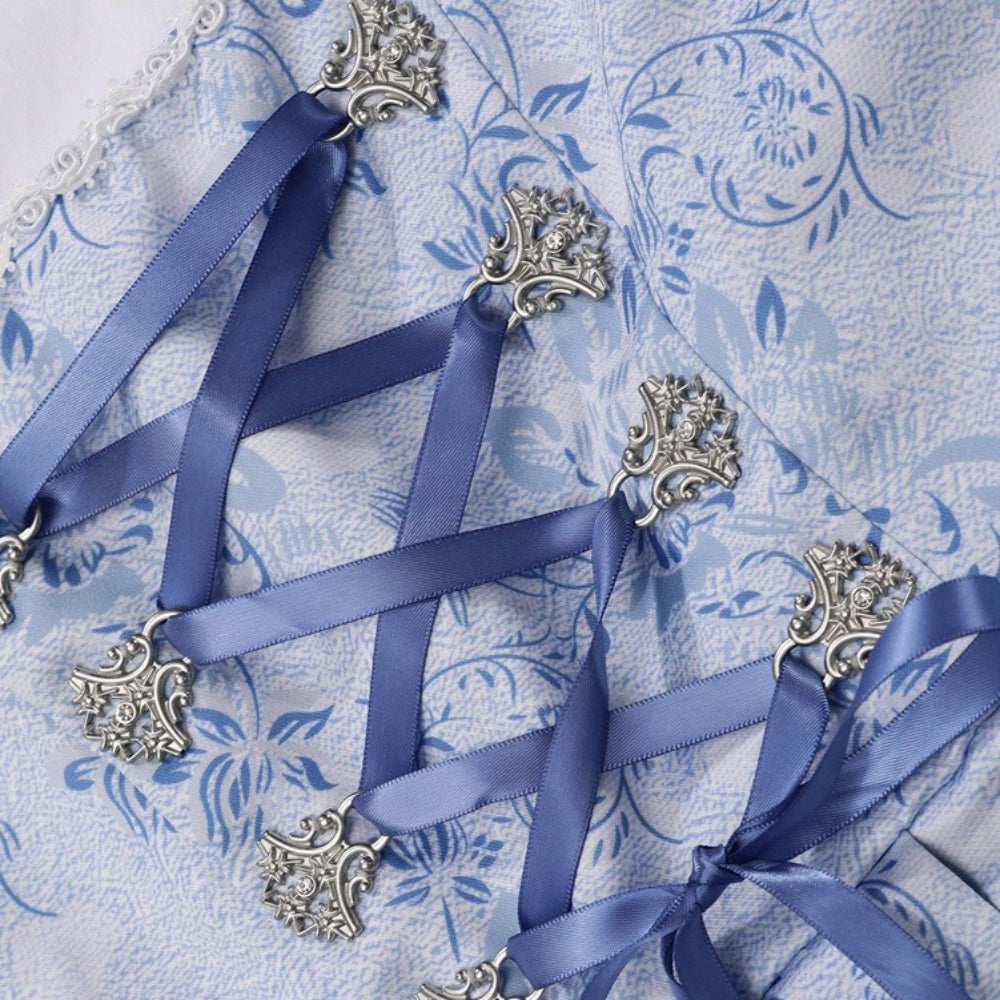 Oktoberfest Elegant Blue Dirndl Dress with Apron