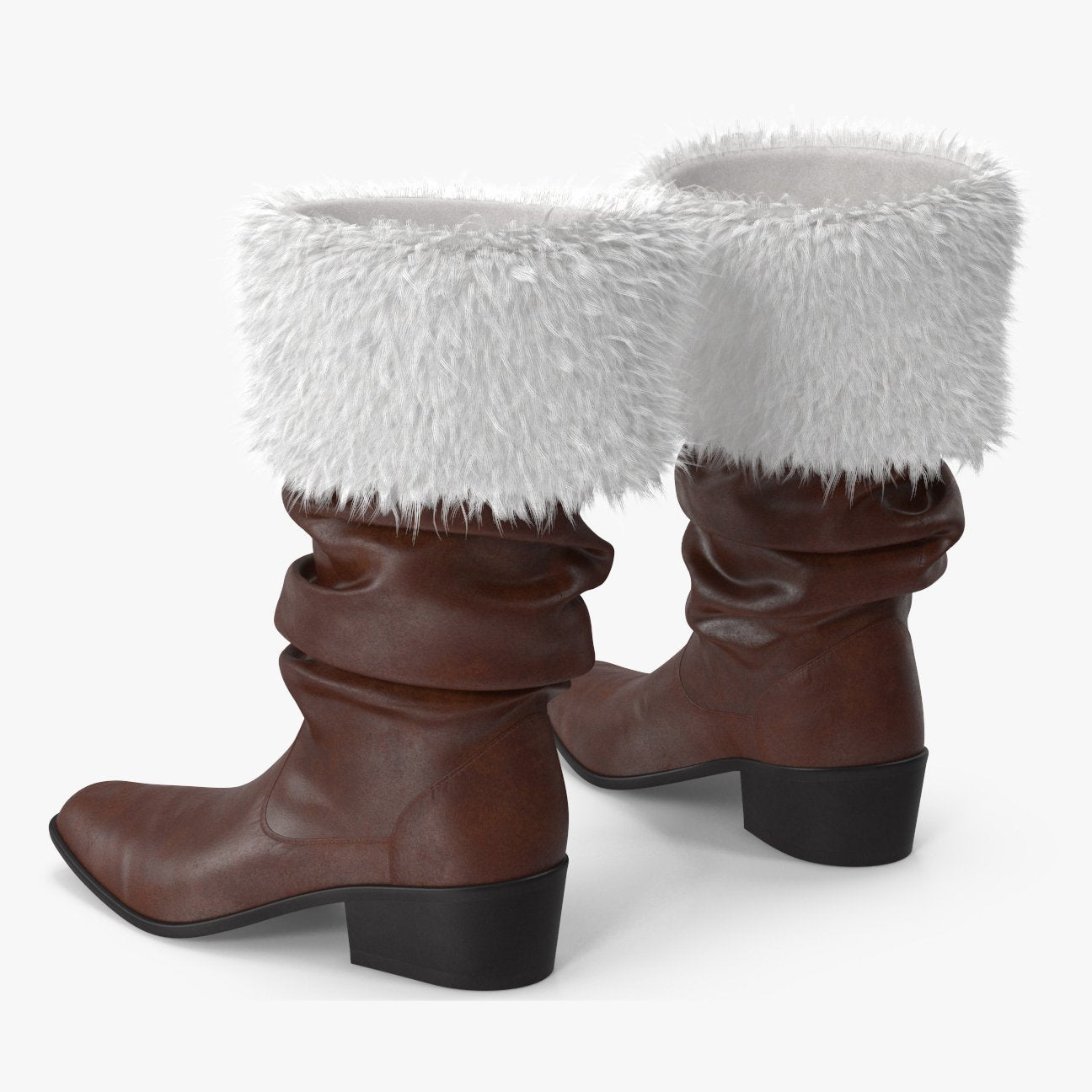 Brown Santa Claus Boots with Faux Fur Trim