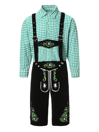Oktoberfest Lederhosen Costume Set with Checkered Shirt