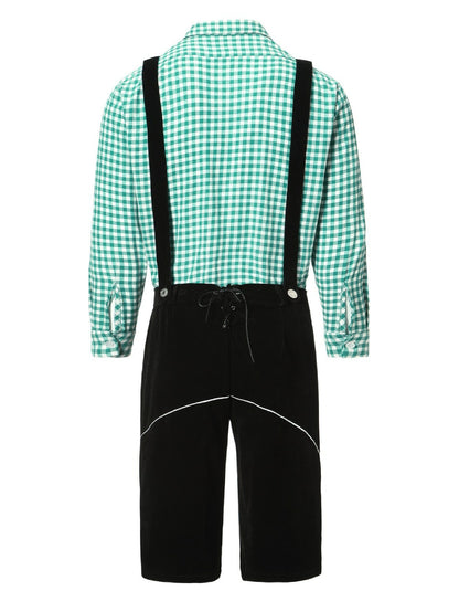 Oktoberfest Lederhosen Costume Set with Checkered Shirt