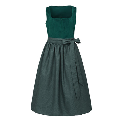 Oktoberfest Women's Deep Green Dirndl Dress with Apron