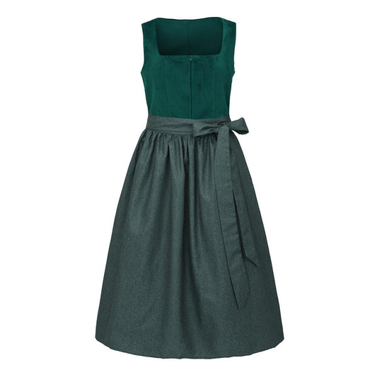 Oktoberfest Women's Deep Green Dirndl Dress with Apron - Retrorobe