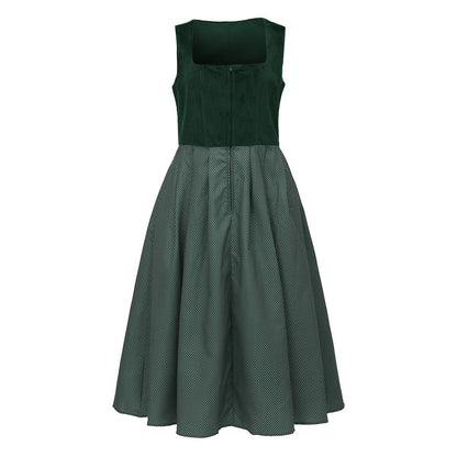 Oktoberfest Women's Deep Green Dirndl Dress with Apron
