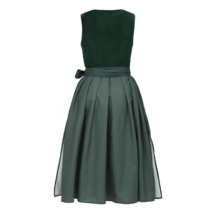 Oktoberfest Women's Deep Green Dirndl Dress with Apron