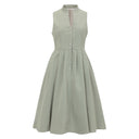 Oktoberfest Green Elegant Dirndl Dress with Floral Lace Apron - Retrorobe