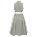 Oktoberfest Green Elegant Dirndl Dress with Floral Lace Apron - Retrorobe