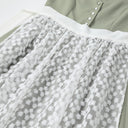 Oktoberfest Green Elegant Dirndl Dress with Floral Lace Apron - Retrorobe