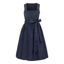 Oktoberfest Navy Blue Elegant Dirndl Dress with Apron - Retrorobe