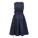 Oktoberfest Navy Blue Elegant Dirndl Dress with Apron - Retrorobe