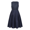 Oktoberfest Navy Blue Elegant Dirndl Dress with Apron - Retrorobe