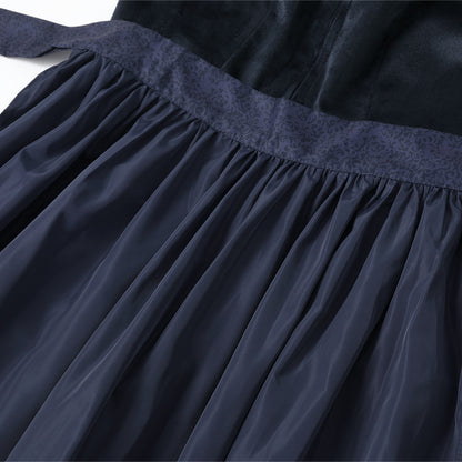 Oktoberfest Navy Blue Elegant Dirndl Dress with Apron