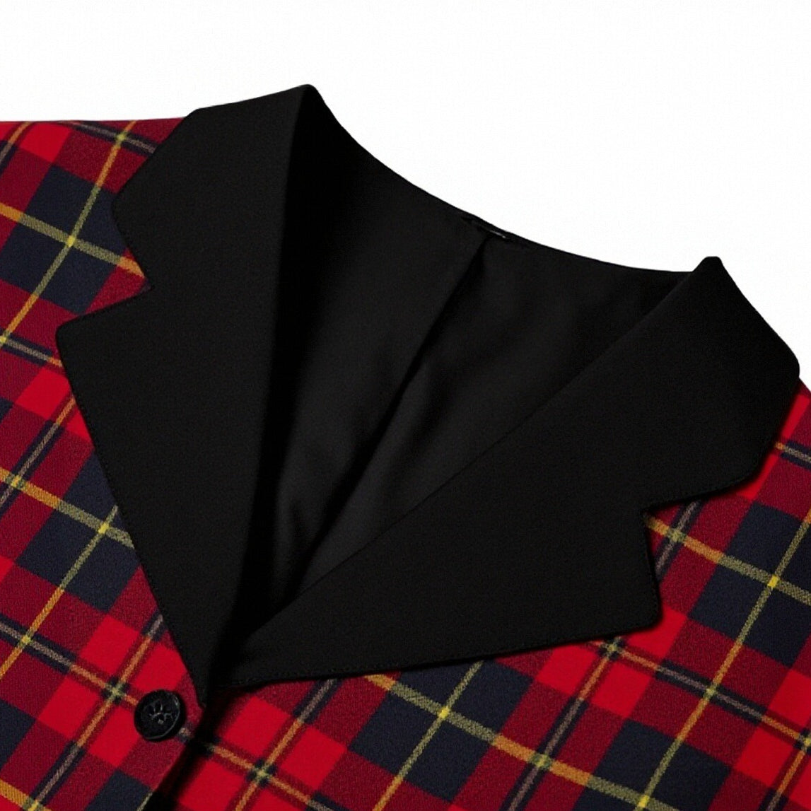 Red Plaid Victorian Christmas Carol Dress