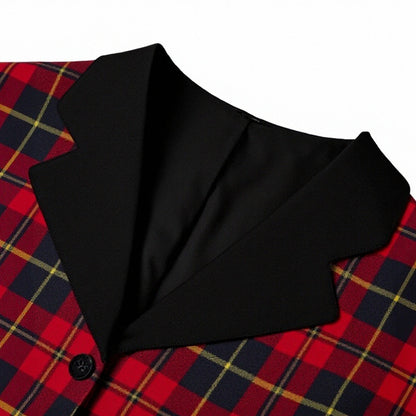 Red Plaid Victorian Christmas Carol Dress