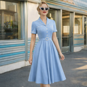 Vintage Collar Charm Midi Dress