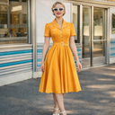 Vintage Collar Charm Midi Dress