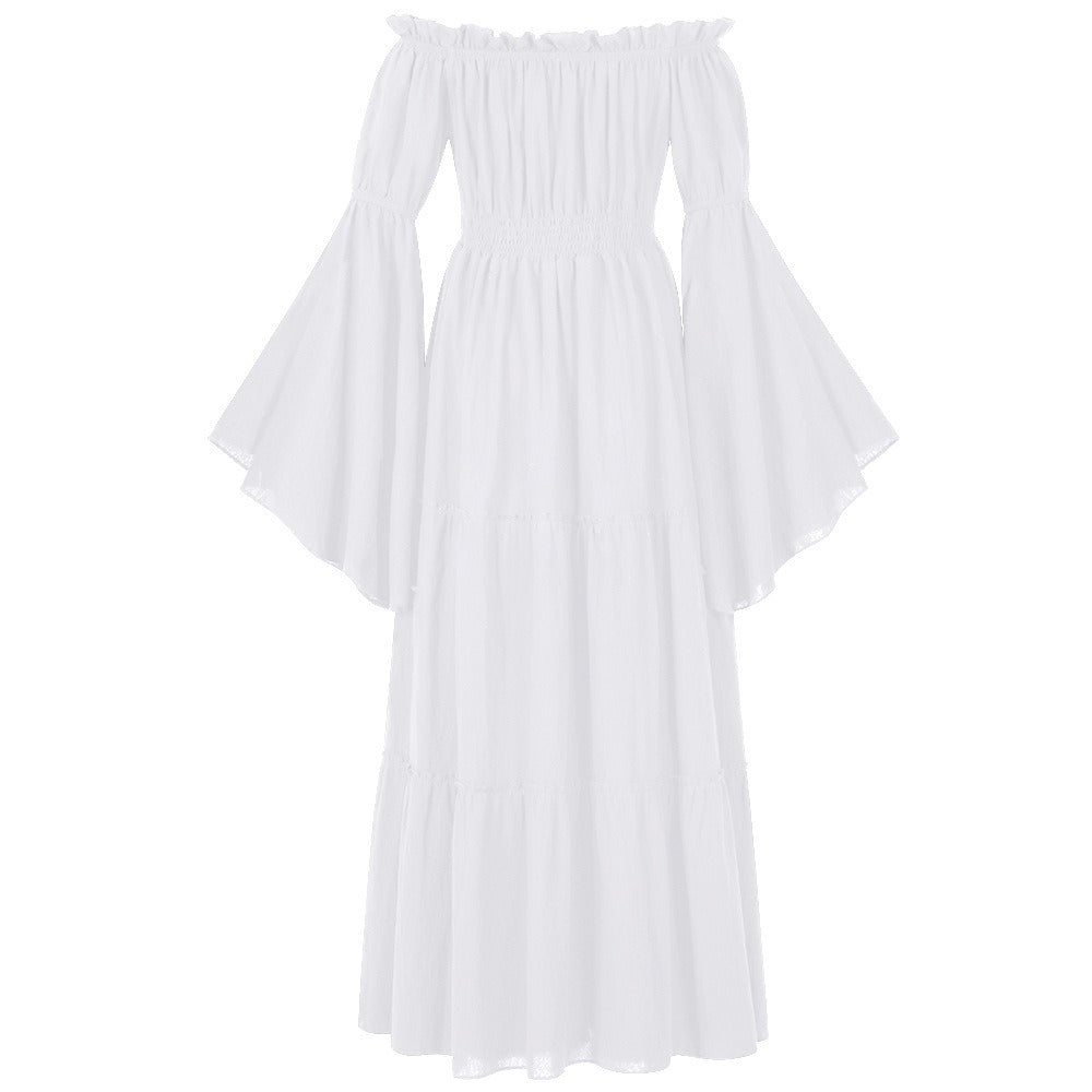 Renaissance Tiered Maxi Dress Off-Shoulder Pocket Dress