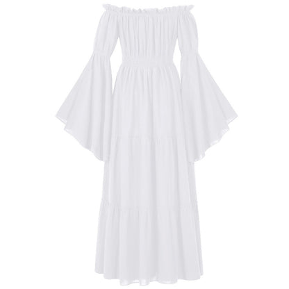 Renaissance Tiered Maxi Dress Off-Shoulder Pocket Dress