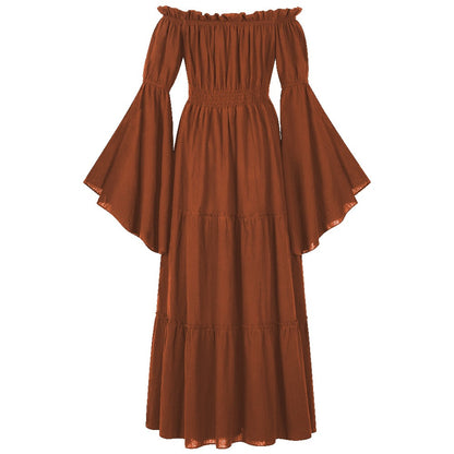 Renaissance Tiered Maxi Dress Off-Shoulder Pocket Dress