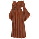 Robe longue Renaissance à volants et poches à épaules dénudées