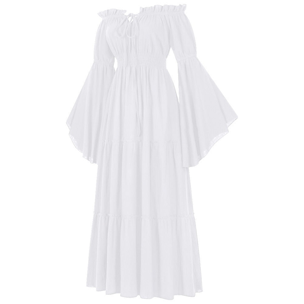 Renaissance Tiered Maxi Dress Off-Shoulder Pocket Dress