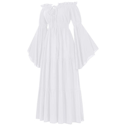 Renaissance Tiered Maxi Dress Off-Shoulder Pocket Dress