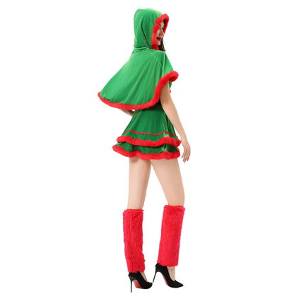 Women's Santa's Helper Dress with Cape