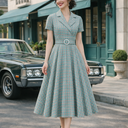 Mist Plaid Grace Midi Dress